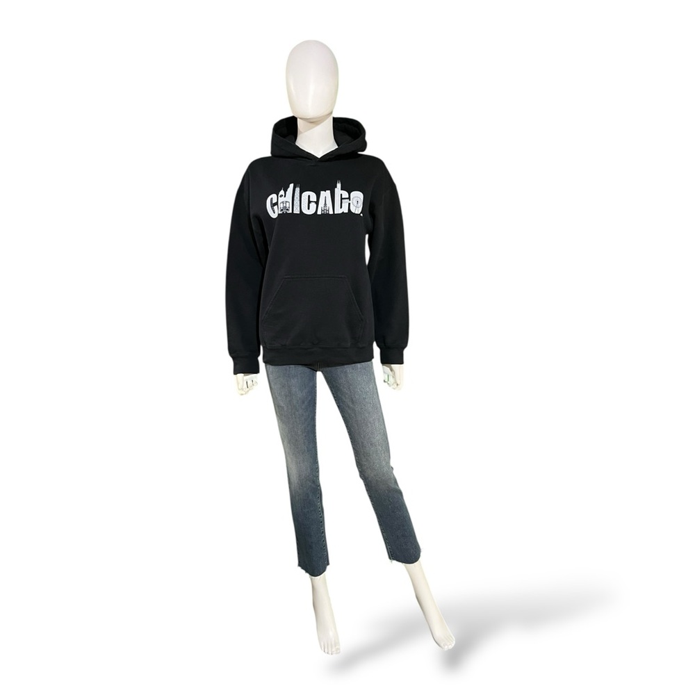 Gildan Black Chicago Print Hoodie, Medium